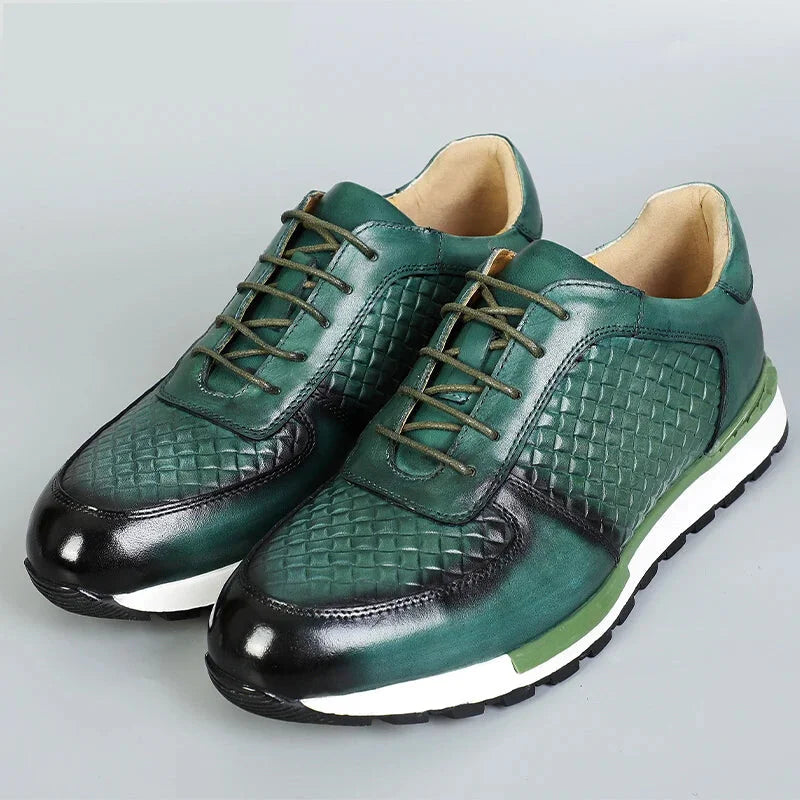 Luxury Patchwork Genuine Leather Lace-up Casual Shoes For Men