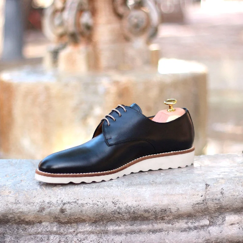 DapperFam Vero in Black Men's Italian Leather Derby