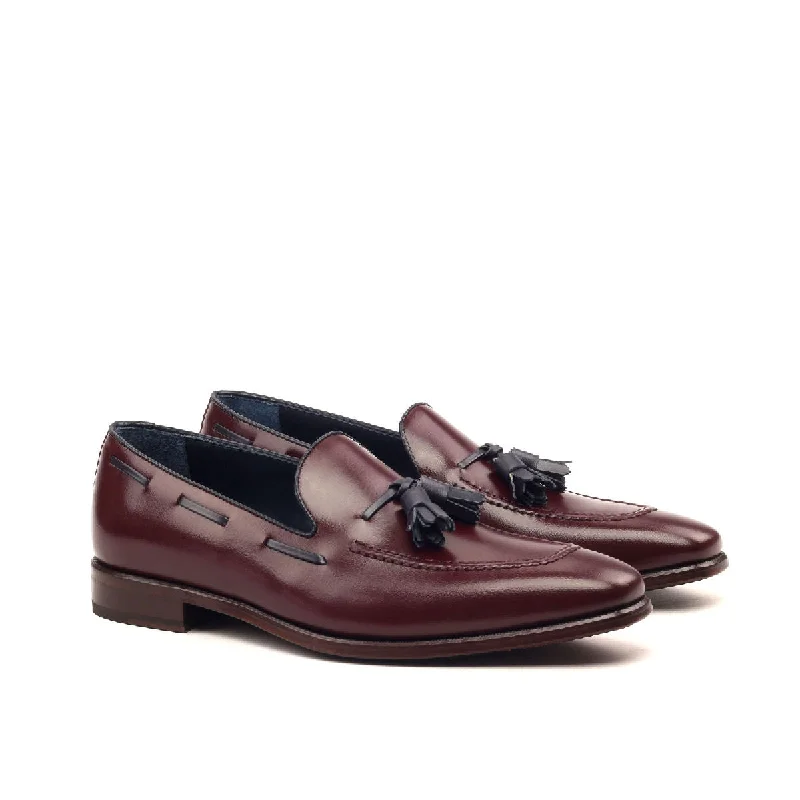 DapperFam Luciano in Burgundy / Navy Men's Italian Leather Loafer