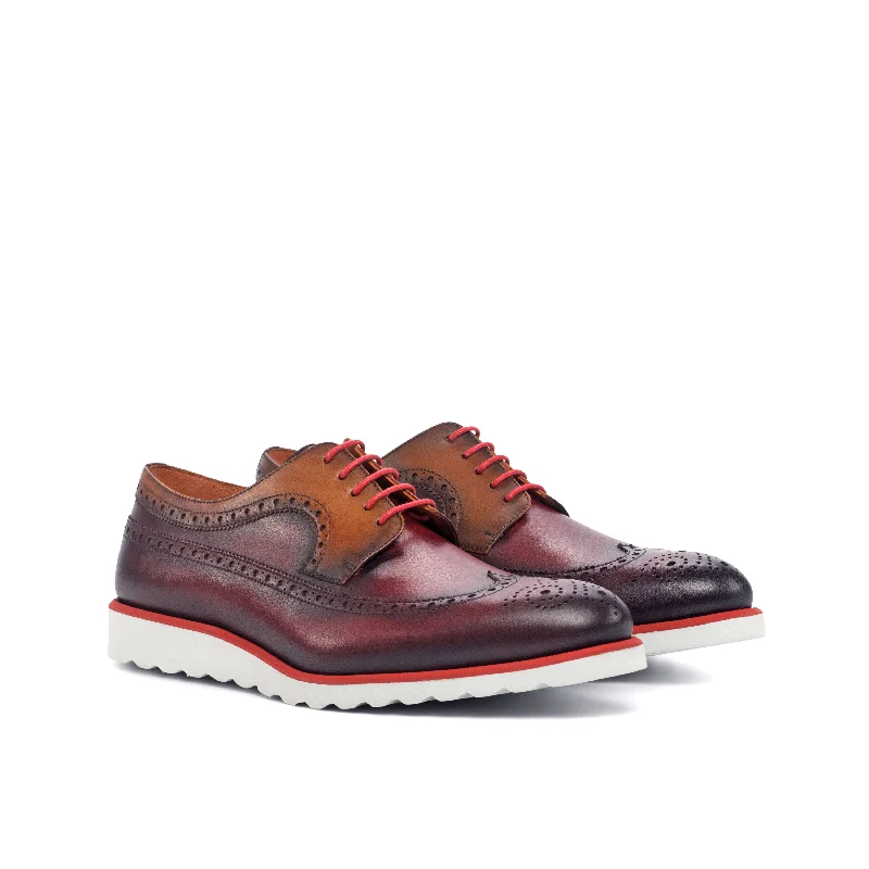 DapperFam Zephyr in Red / Cognac Men's Italian Leather Longwing Blucher