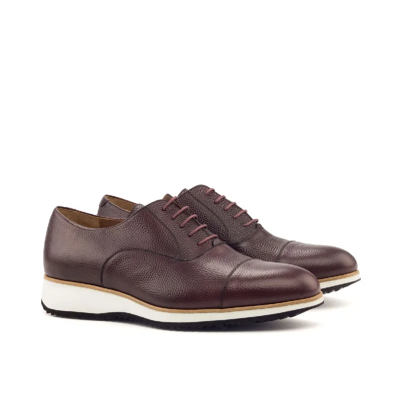 DapperFam Rafael in Burgundy Men's Italian Pebble Grain Leather Oxford