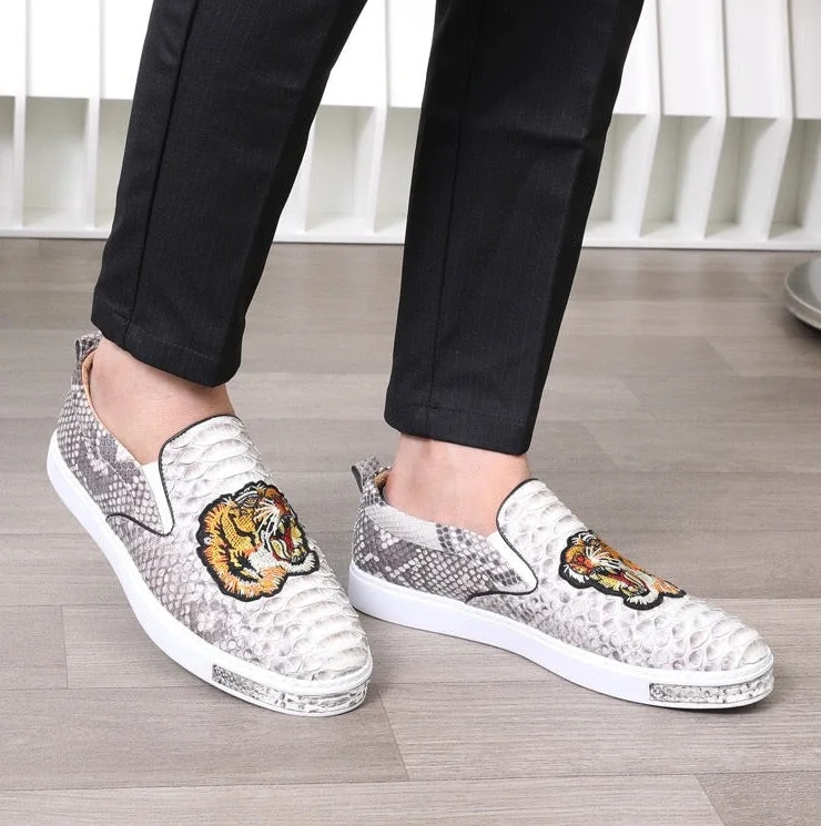 Men's Cool Tiger Designer Authentic Real Leather Casual Chic Flats