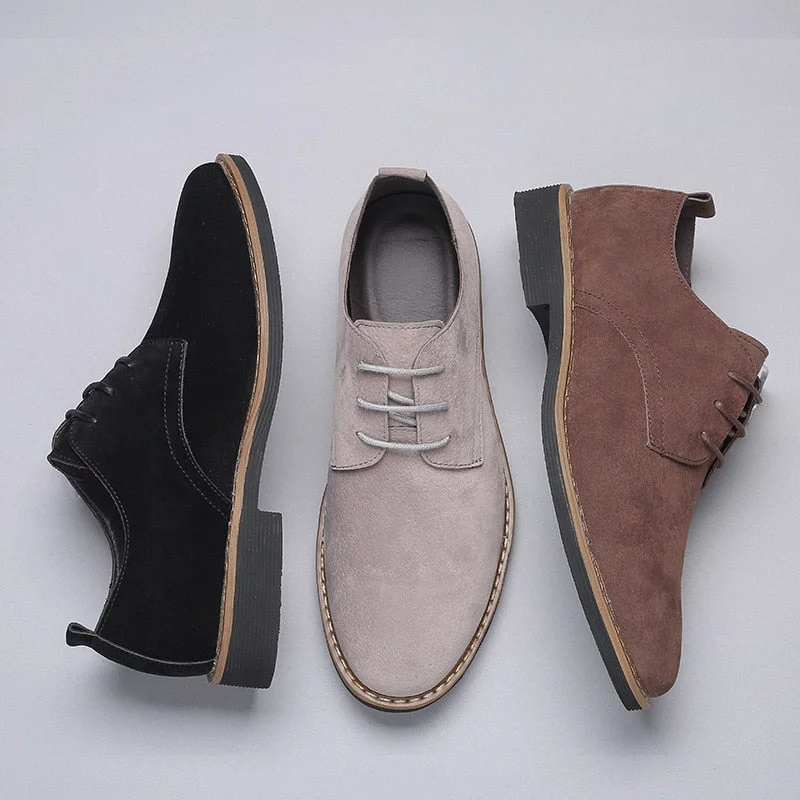 Sewing Fashion Comfortable Flock Leather Lace-Up Casual Shoes for Men