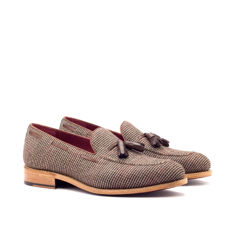 DapperFam Luciano in Tweed / Med Brown Men's Sartorial & Italian Leather Loafer