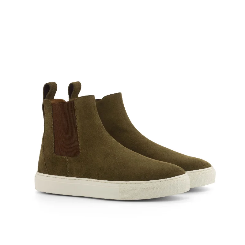 DapperFam Gallant in Khaki Men's Lux Suede Chelsea Sport