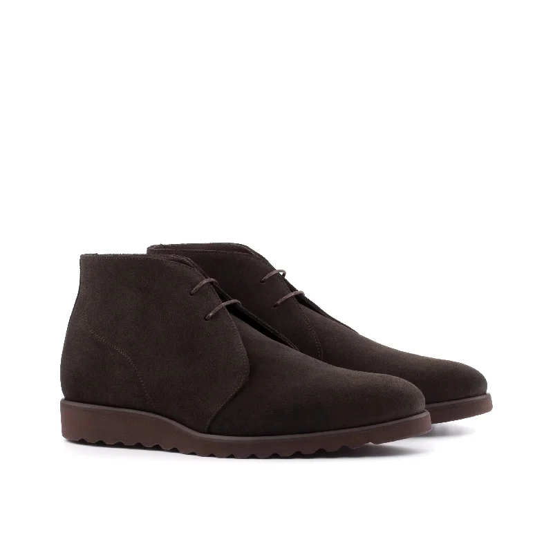 DapperFam Vivace in Dark Brown Men's Lux Suede Chukka