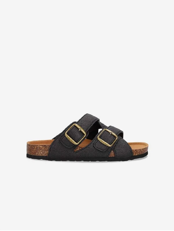 Samet Unisex Piñatex Vegan Leather Sandals | Black