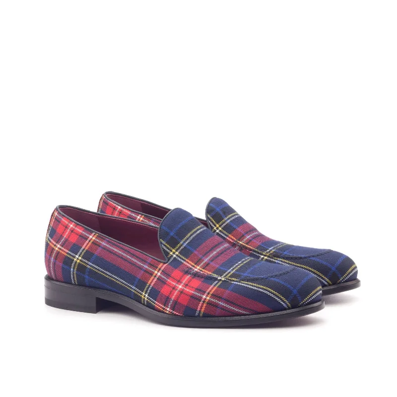 DapperFam Luciano in Tartan / Navy Men's Sartorial & Italian Leather Loafer