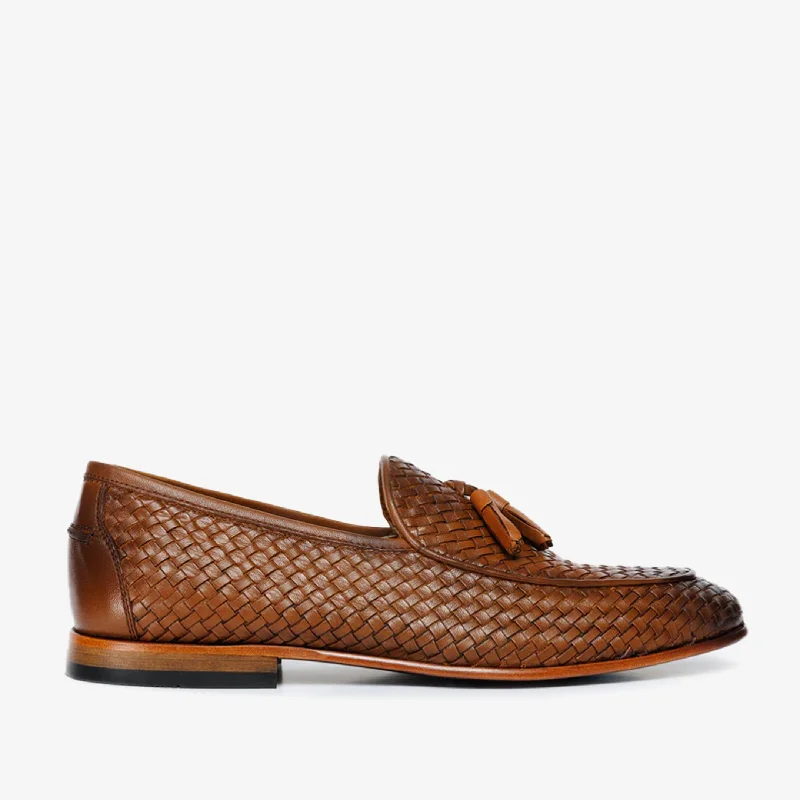 The Mclean Shoe Tan Woven Tassel Loafer Men  Shoe