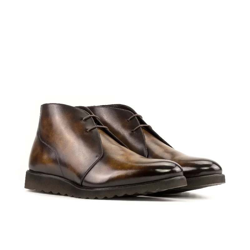 DapperFam Vivace in Tobacco Men's Hand-Painted Patina Chukka