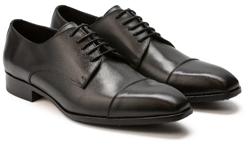 Luciana Men's Black Leather Cap toe Dress Shoe 6305