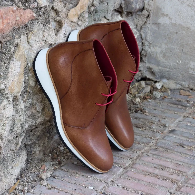 DapperFam Vivace in Med Brown Men's Italian Leather Chukka