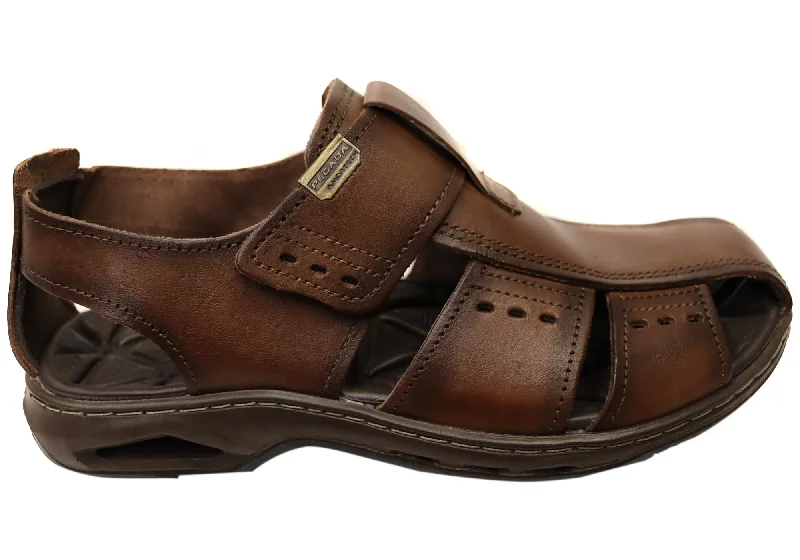 Pegada Grange Mens Leather Comfort Closed Toe Sandals Made In Brazil