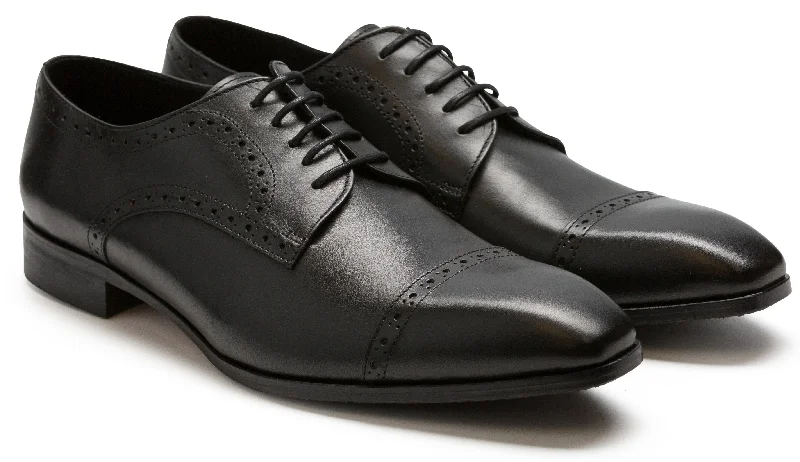 Luciana Men's Black Leather Cap Toe Dress Shoe 1917