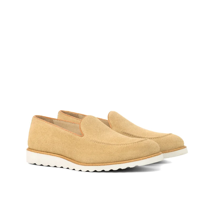 DapperFam Luciano in Sand / Cognac Men's Lux Suede & Italian Leather Loafer