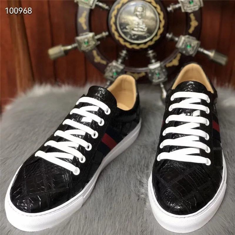 Men's Autumn Casual Authentic Crocodile Skin Leisure Vulcanized Shoes