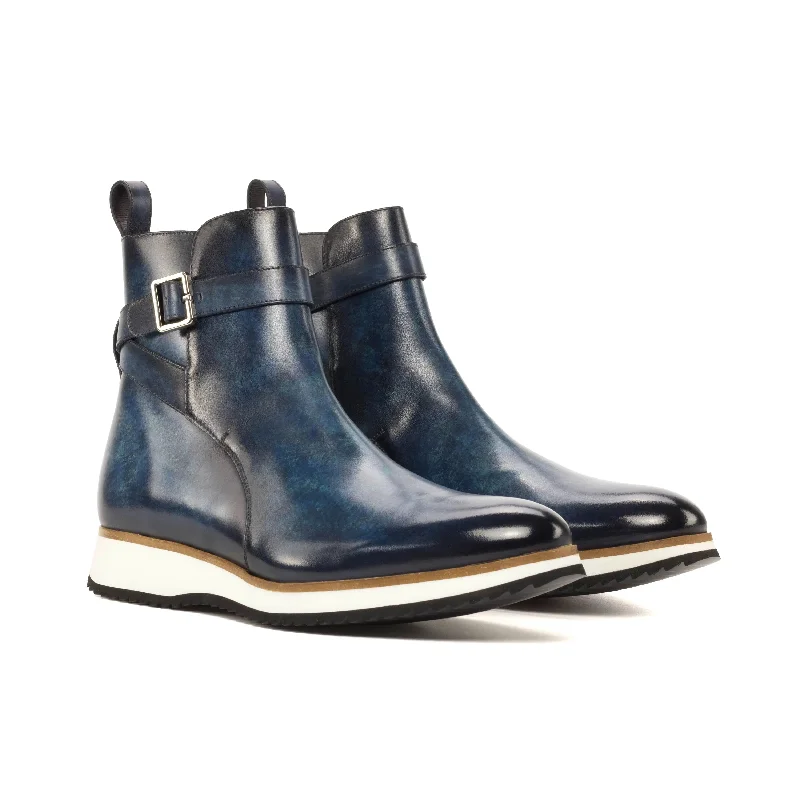 DapperFam Rohan in Denim Men's Hand-Painted Patina Jodhpur Boot