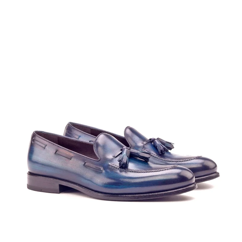 DapperFam Luciano in Denim Men's Hand-Painted Patina Loafer