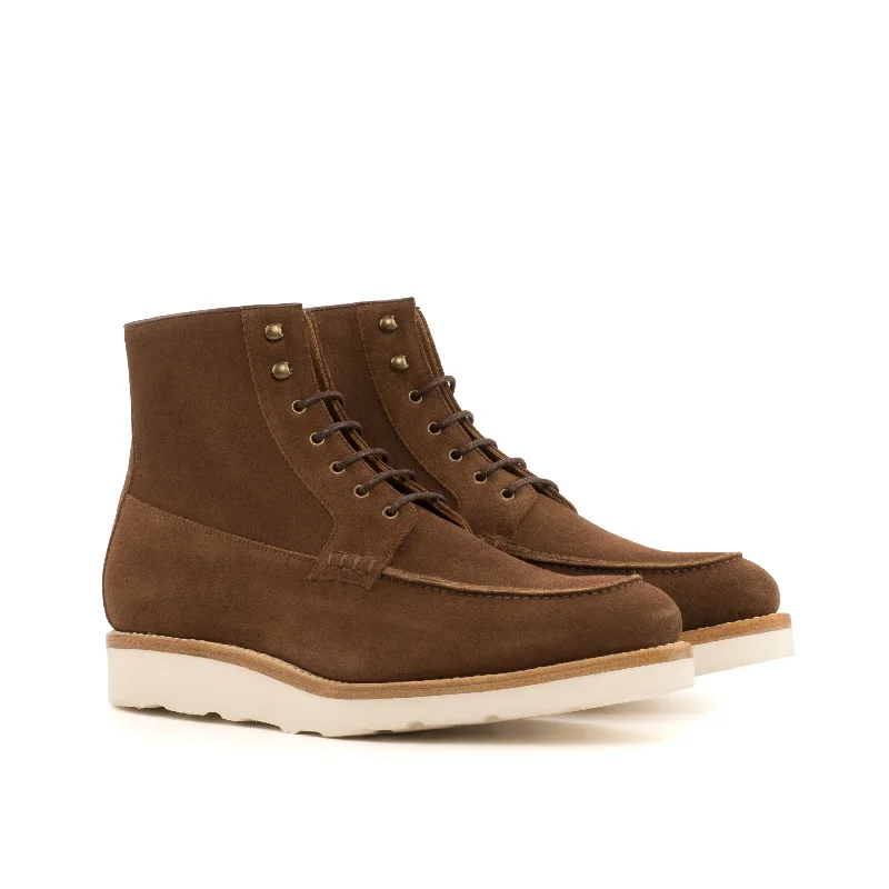 DapperFam Ryker in Med Brown Men's Italian Leather & Lux Suede Moc Boot