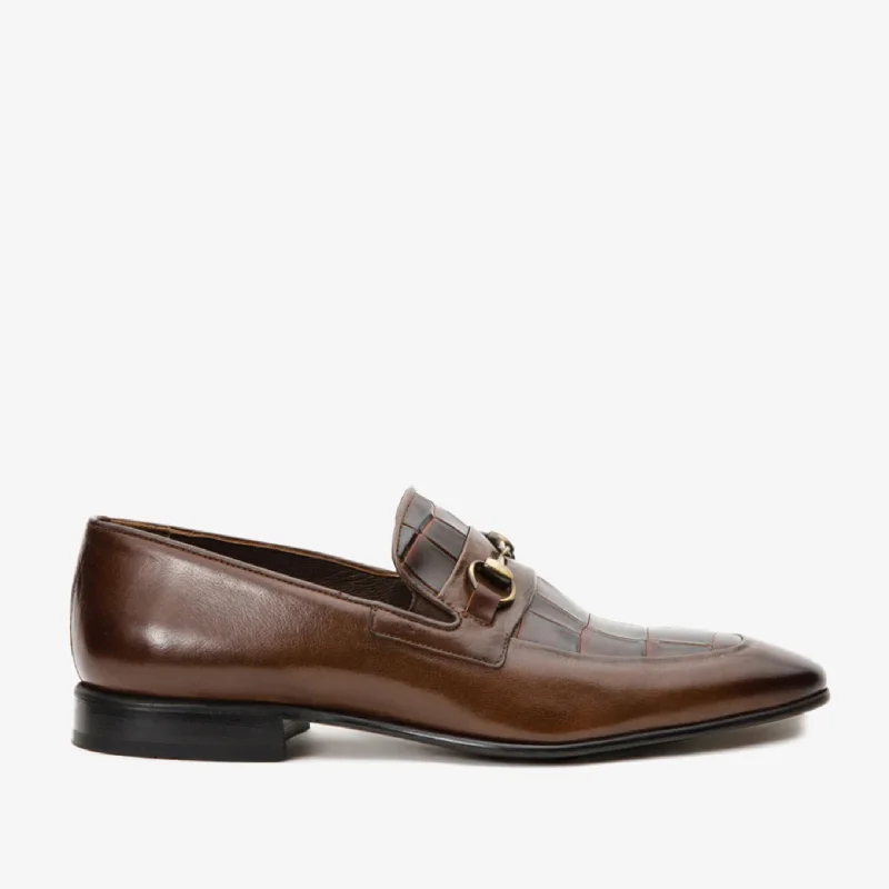 The Pusan Brown Leather Bit Loafer Men Shoe