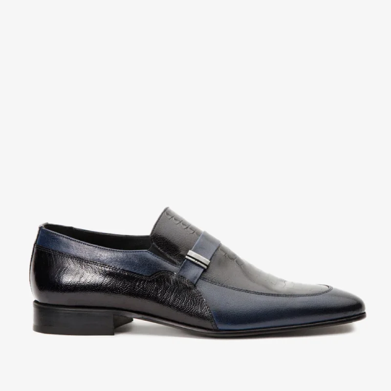 The Kazablanka Navy Leather Bit Loafer Men  Shoe