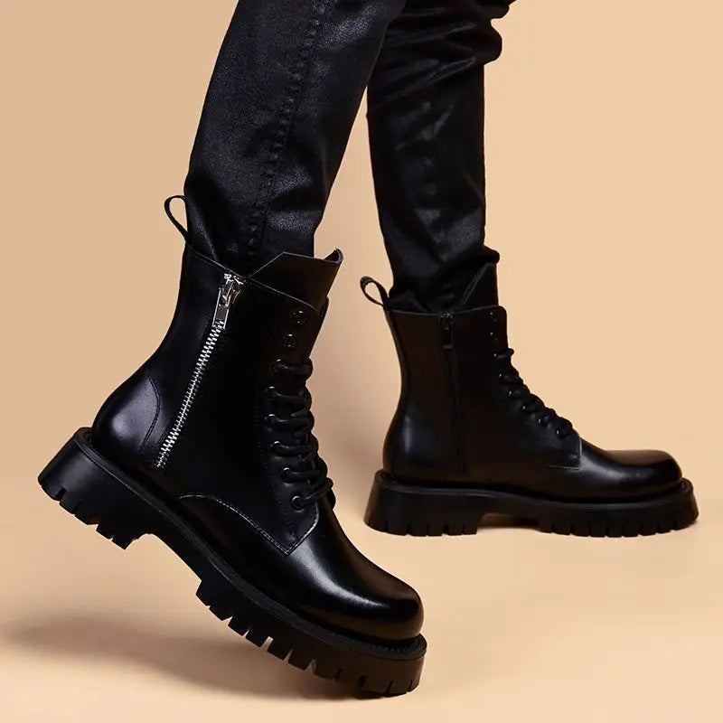 Men's Handmade Genuine Leather Punk Style Party Nightclub Ankle Boots