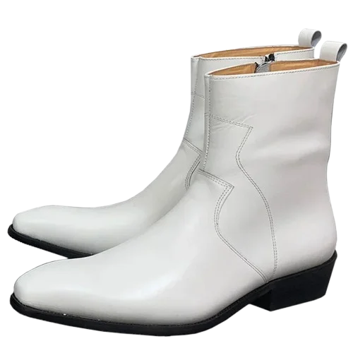 Men's British Style Luxury Slip-On Genuine Leather Casual Mid-Calf Boots