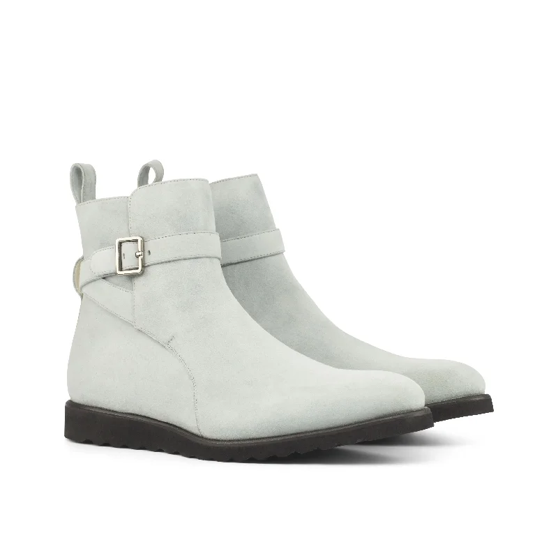 DapperFam Rohan in Light Grey Men's Italian Suede Jodhpur Boot