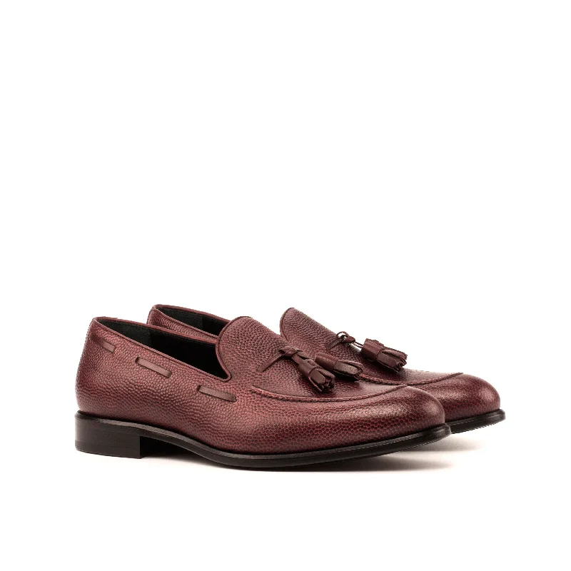 DapperFam Luciano in Burgundy Men's Italian Leather & Italian Pebble Grain Leather Loafer