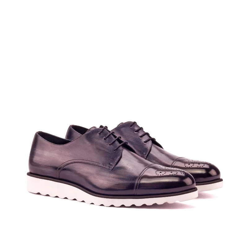 DapperFam Vero in Grey / Burgundy Camo Men's Hand-Painted Patina Derby