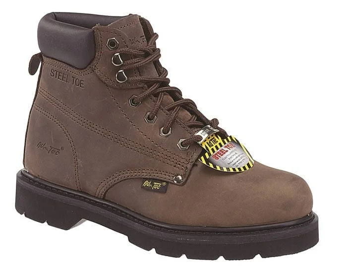 AdTec Mens Brown 6in Steel Toe Work Boot Leather Nubuck