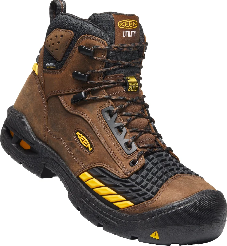 Keen Utility Mens Troy 6in KBF WP Dark Earth/Black Leather Work Boots