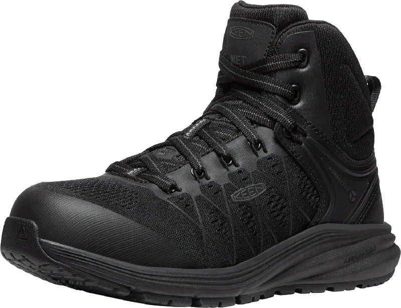 Keen Utility Womens Vista Energy Mid Int Met Black/Raven Leather Work Boots