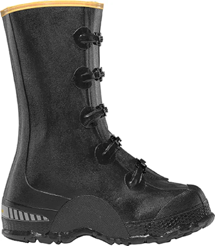 LaCrosse Mens ZXT Buckle Deep Heel Overshoe 14in Black Rubber Work Boots