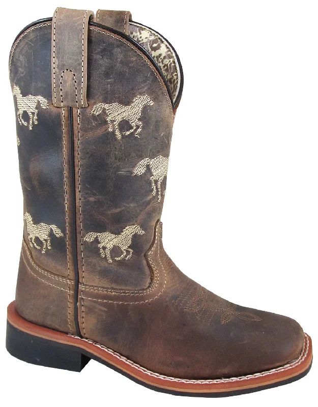 Smoky Mountain Youth Boys Rancher Brown Leather Cowboy Boots