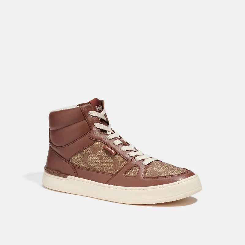 Coach Outlet Clip Court High Top Sneaker In Signature Canvas