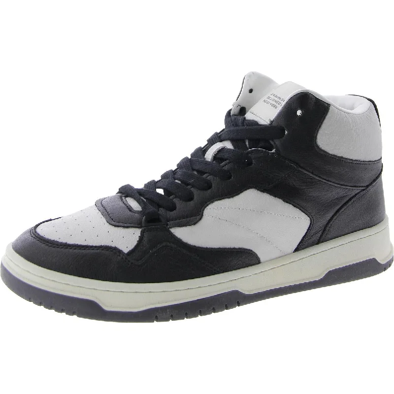 Ely Mens Leather Activewear High-Top Sneakers