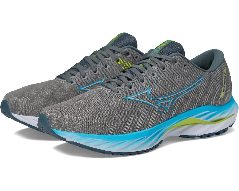 Men's Wave Inspire 19 Running Shoes In Ghost Grey/jet Blue