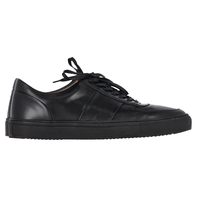 Mr. P. Larry Lace-Up Sneakers in Black Cow Leather